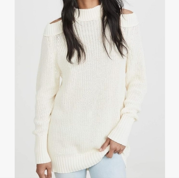 Free people Half Moon Bay Cream Pullover Cold Shoulder Sweater - Picture 6 of 12